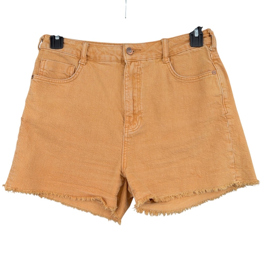 Anthropologie Pilcro Denim Shorts Womens 28 100% Cotton Orange Peach Raw Hem